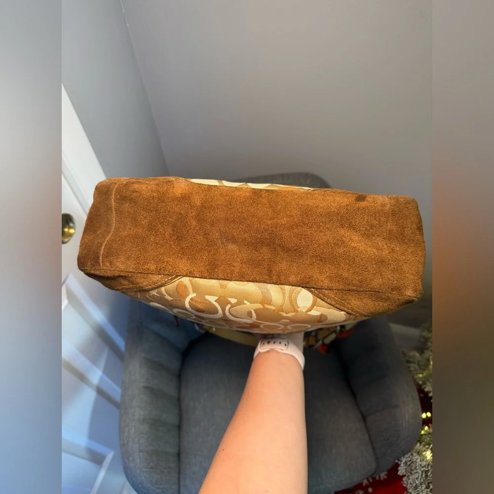 Coach Chelsea Hobo 10143 Signature Bag —Suede Trim, Satin Scarf,Original Hangtag - Picture 5 of 11